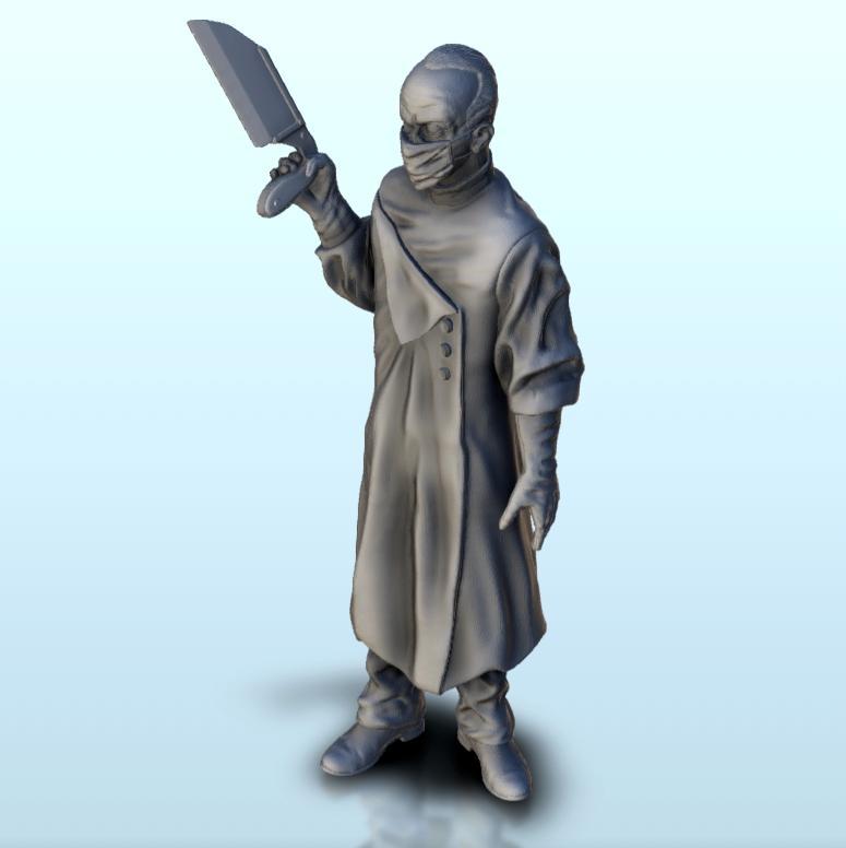 Masked doctor with knife 7 (+ supported version) - Post-Apo Zombies universe 15mm 20mm 28mm 32mm 42mm