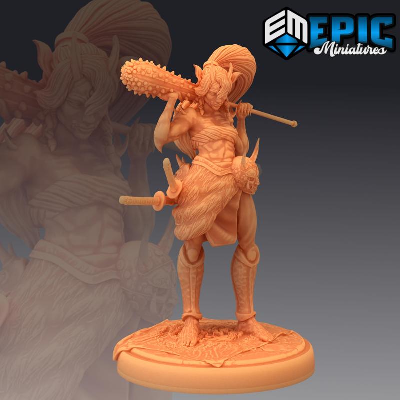 Oni Warrior Female Club / Japanese Yokai / Samurai Woman