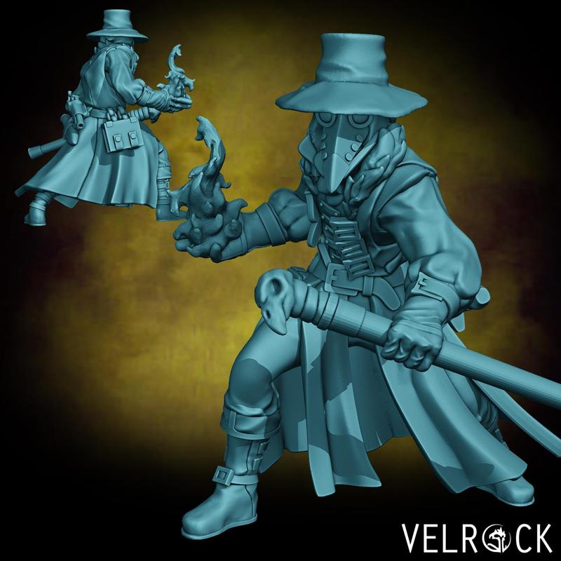 Male Darkheart Mage Casting Fireball (PRESUPPORTED)