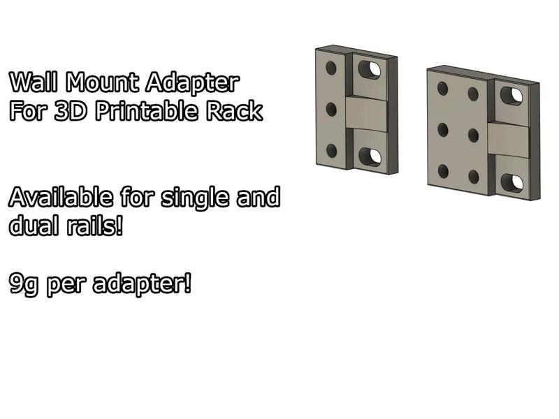 Wall mount adapter for 3D printable rack - M5 version   