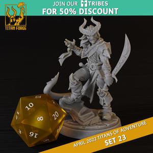 Tiefling Male Fighter - RPG Hero Character D&D 5e - Titans of Adventure Set 23
