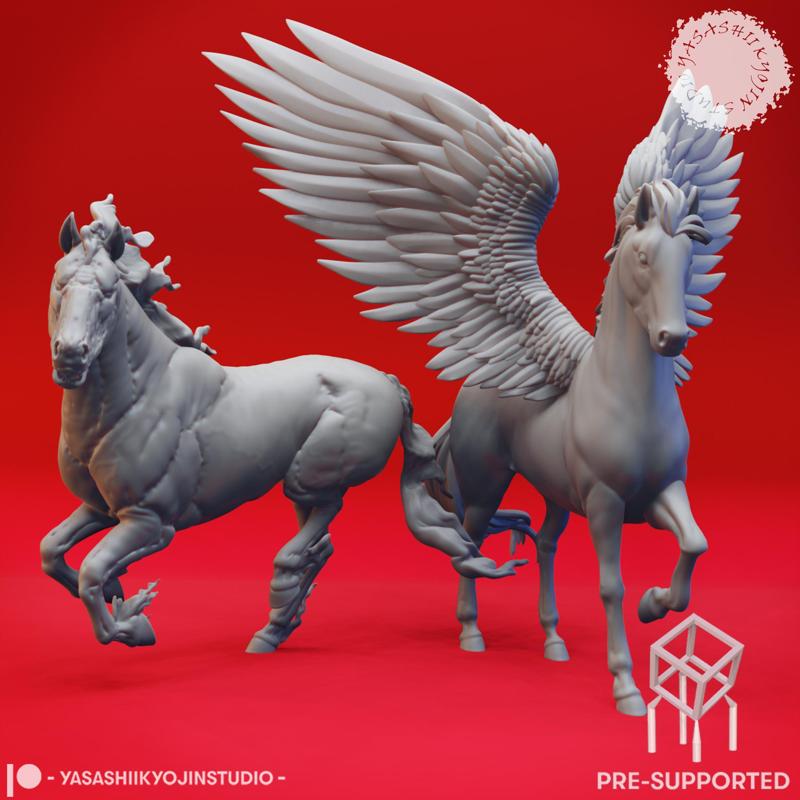 Nightmare + Pegasus - Tabletop Miniatures (Pre-Supported)