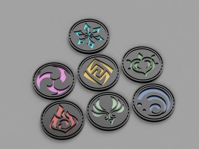7 elements badges (Genshin Impact)
