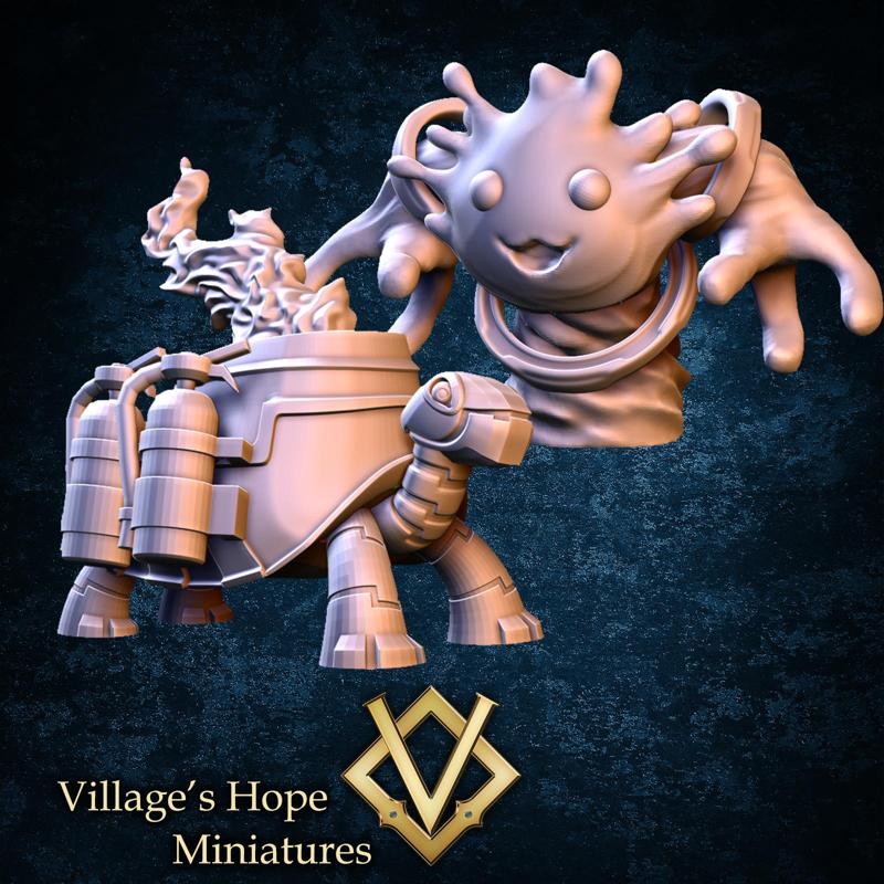 Water golem and fire turtle robot golem