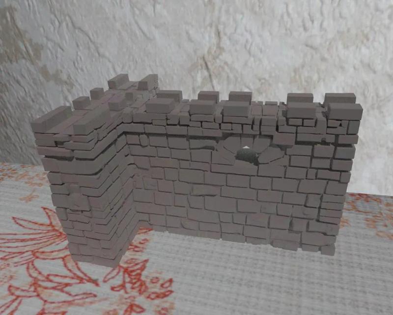 Wargame T-shaped Battlements Terrain Wall   