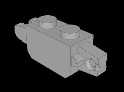 Lego Compatible (30386.dat) Hinge Brick  1 x  2 Locking Double, Two Finger End with  9 Teeth   