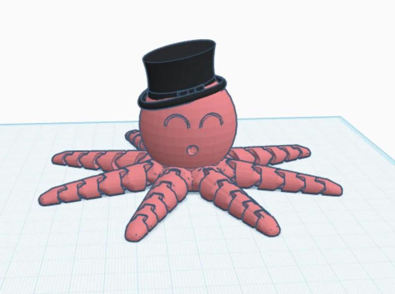 Articulated Octopus with top hat   