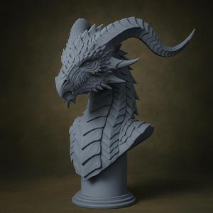 Majestic Dragon Bust – Noble Guardian of Flame | 3D Printable Fantasy Sculpture