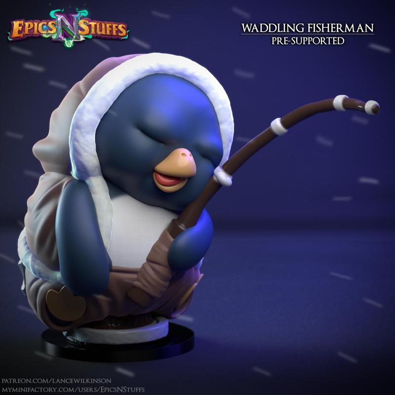 Waddling Fisherman Miniature - Pre-Supported