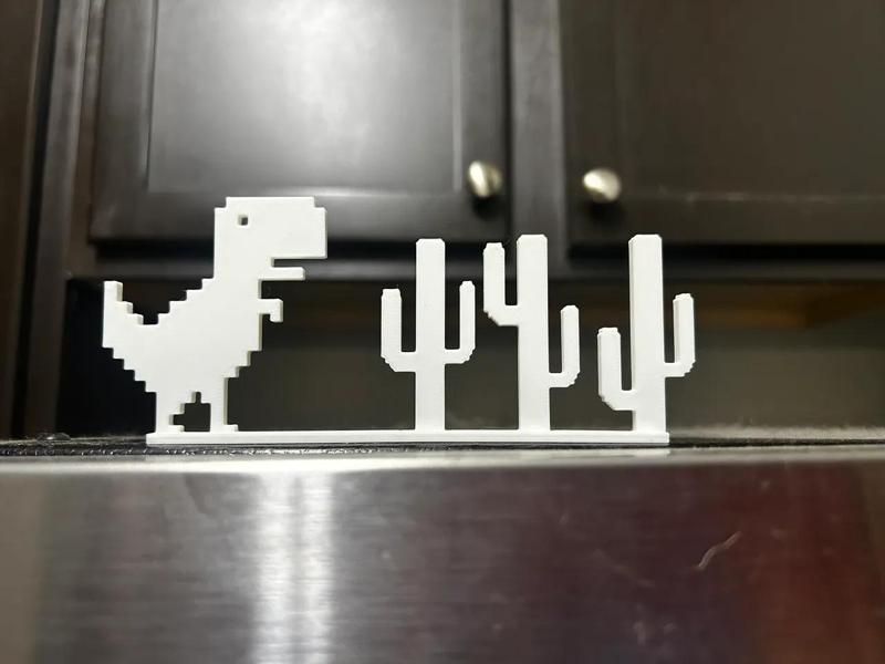 Magnetic Chrome Dinosaur Cubicle Wall Sign   