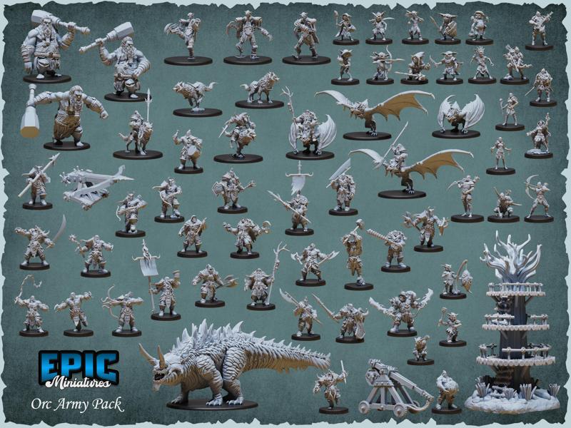 Orc Army Pack (65 Models) / Goblin & Hobgoblin Set / Green Skin War Collection / Pre-Supported
