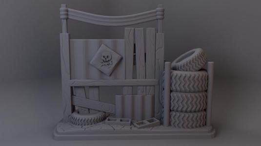 wastleland Ramshackle highwall with sign