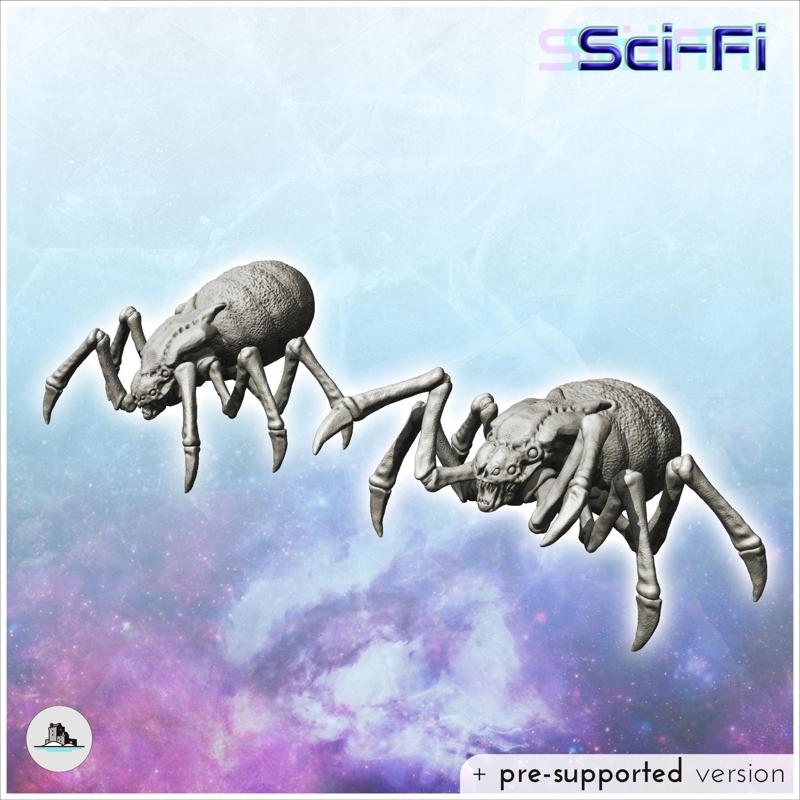 Set of two alien creatures with six legs (37) - Future Sci-Fi SF Post apocalyptic Tabletop Scifi Wargaming Planetary exploration RPG Terrain