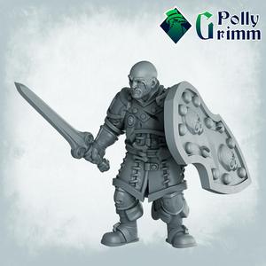 Fantasy miniatures for tabletop games. Old warrior, veteran