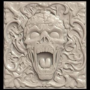 3D Model STL File for CNC Router/Laser & 3D Printer Hardcore Brain-eating Scary Zombie 1