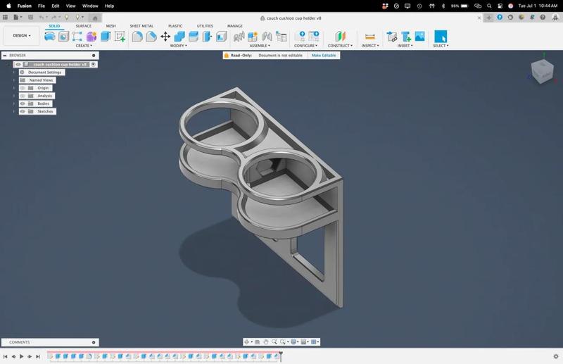 couch cup holder for 2 drinks. can hold Nalgene bottles   