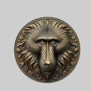 Baboon Animal Head Baboon Animal Medallion for CNC Router Laser & 3D Printer