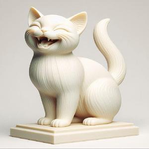 161 Laughing Cat - 3D Printed Full-Figure Statue, character, monster, fantasy, art, sculpture, model, animal, 3d model, statue, creature, magic, 3d print, collectible, cat, wood, dragon, sword, base, warrior, wild, dog