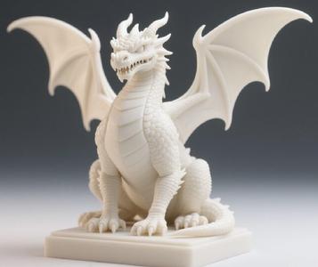 074 Menacing Fairytale Dragon in Ivory, character, monster, fantasy, art, sculpture, model, animal, 3d model, statue, creature, magic, 3d print, collectible, cat, wood, dragon, sword, base, warrior, wild, dog
