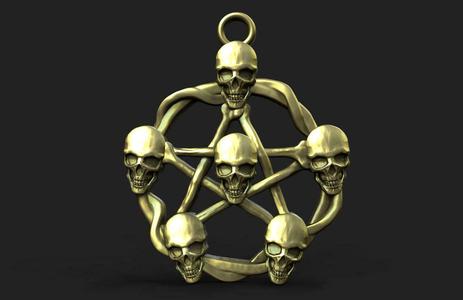 Skull pentagram pendant