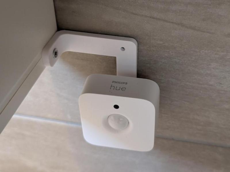 Philips Hue Motion Sensor Holder under washstand
