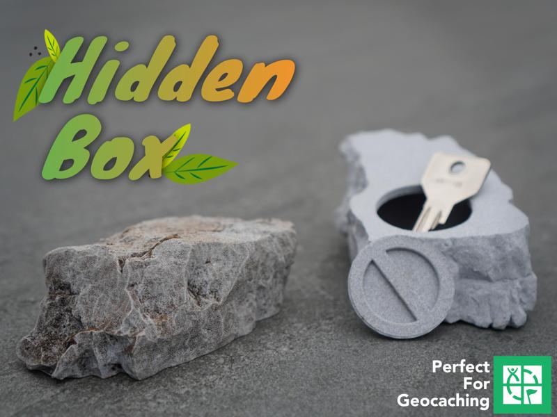 Hidden rock-shaped key box, geocaching