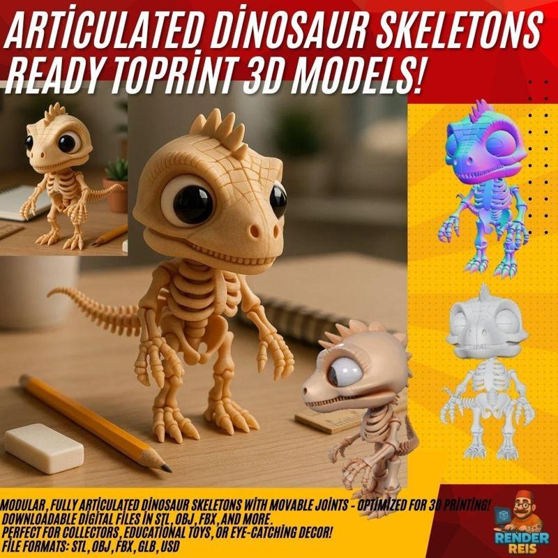 Mechanical Articulated Cute Baby Dinosaur Skeleton