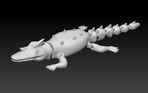 Articulated Crocodile Print In Place