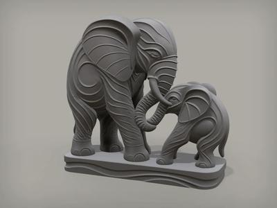 Elephants, Paar, Skulptur   