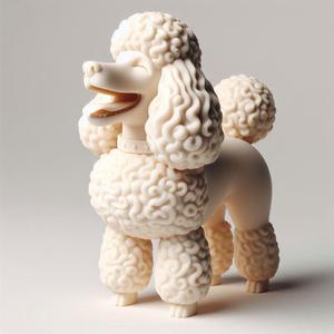100 Laughing Curly Poodle - Ivory-Style Full-Figure Sculpture