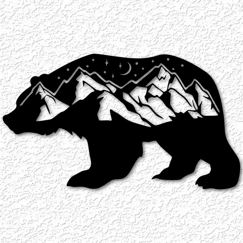 Bear nature SIGN WALL ART BEAR SCENE WALL DECOR 2D ART animal