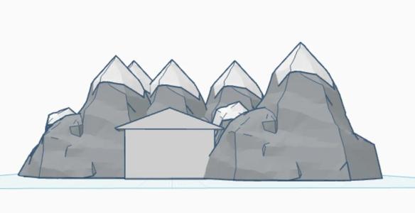 House built into the mountain   