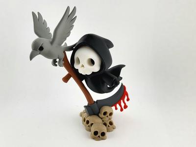 Grim Reaper with Raven and Skulls Halloween NO AMS