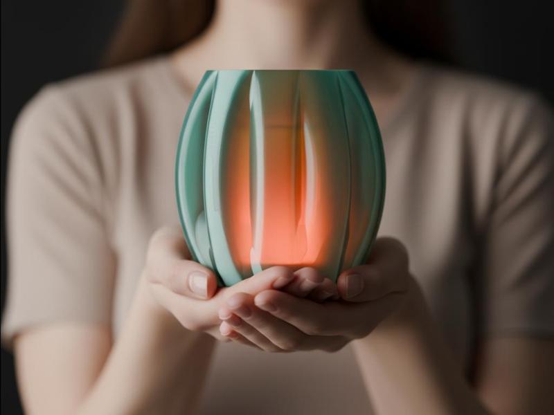 Elegant Ribbed Oval Lamp with coloured diffuser