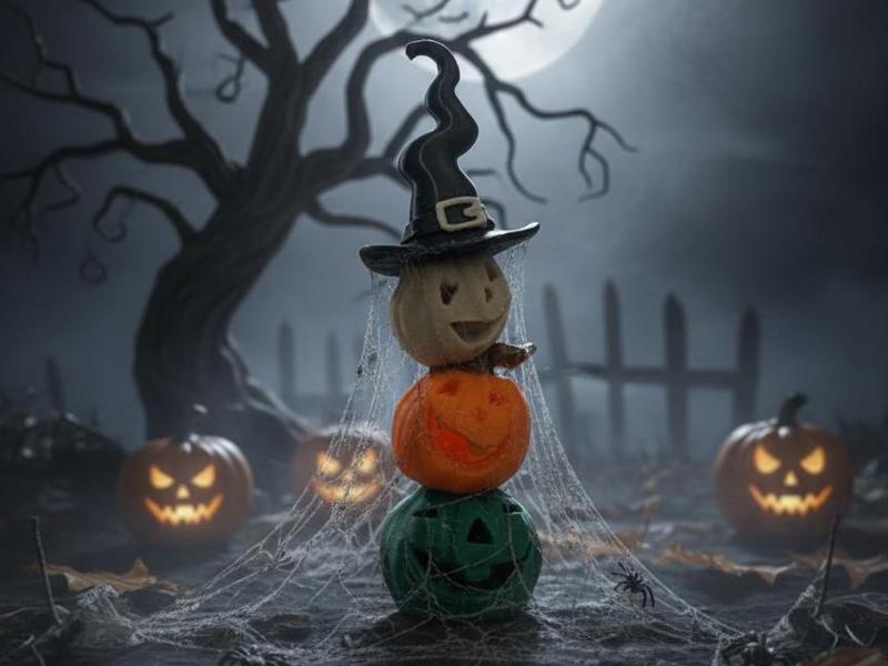 Stacked Halloween Pumpkins – Witch Hat Edition