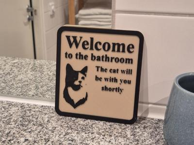 Bathroom Cat Sign