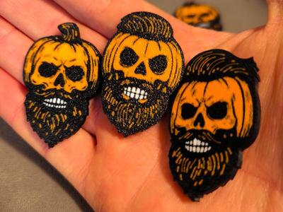 Halloween Bearded Pumpkins Keychain and magnet ! 