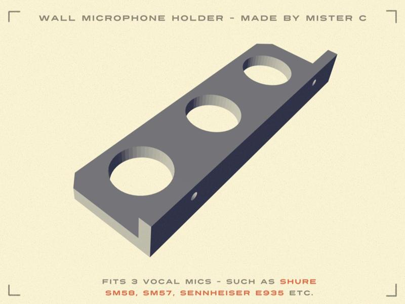 Vocal Microphone Wall Holder (3 mics)