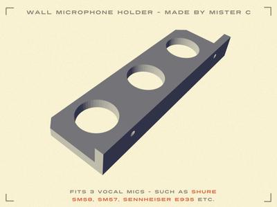 Vocal Microphone Wall Holder (3 mics)