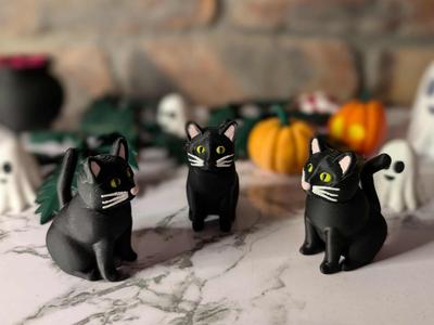 Sitting Black Cat Figure