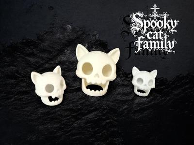 Spooky Cat Family Skull - Fingers or pencil