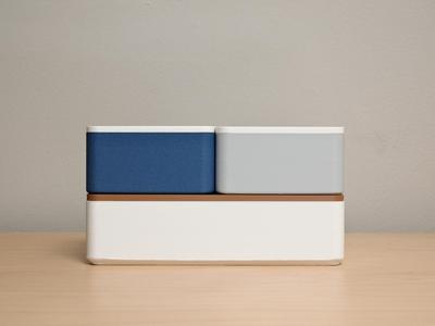 Stacking boxes with trays