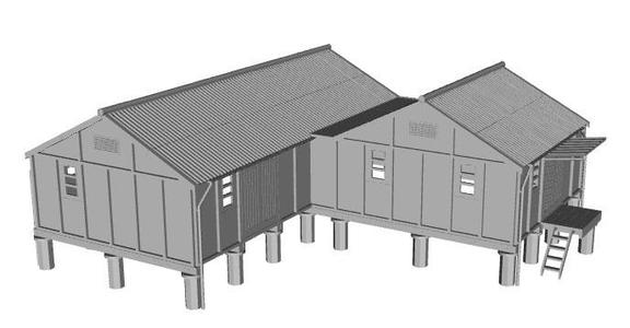 Double Medium L shaped provender / trader goods shed 1/76 scale