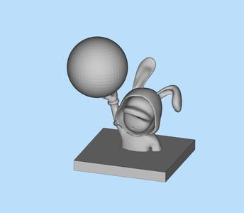 12 scene models of half-body rabbit figurines holding up a ball