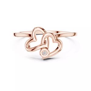 Solitaire Round Cut Bezel Set Double Heart Ring 3DM STL Video