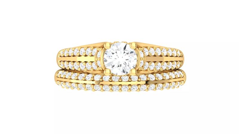 Real Diamond Round Yellow Gold Finger Ring