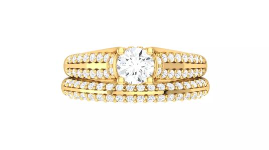 Real Diamond Round Yellow Gold Finger Ring