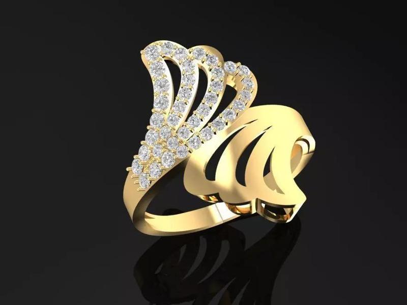 Floral Diamond Wave Ring for Women 1481