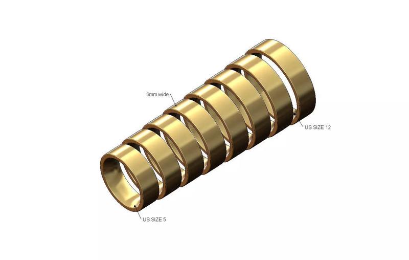 6mm wide flat comfort fit wedding band US sizes 5to12