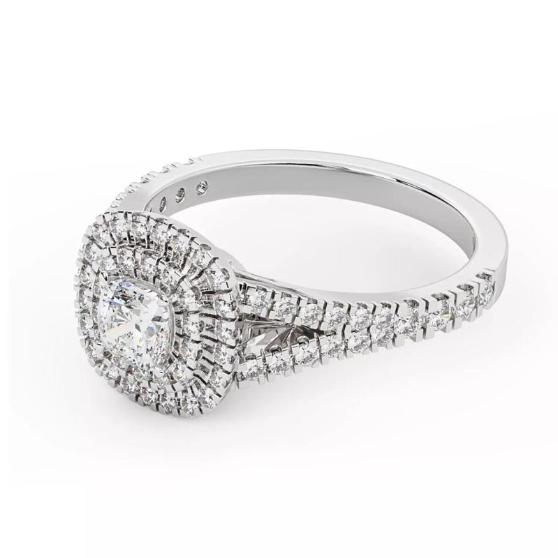 Double Layer Cushion Engagement Ring